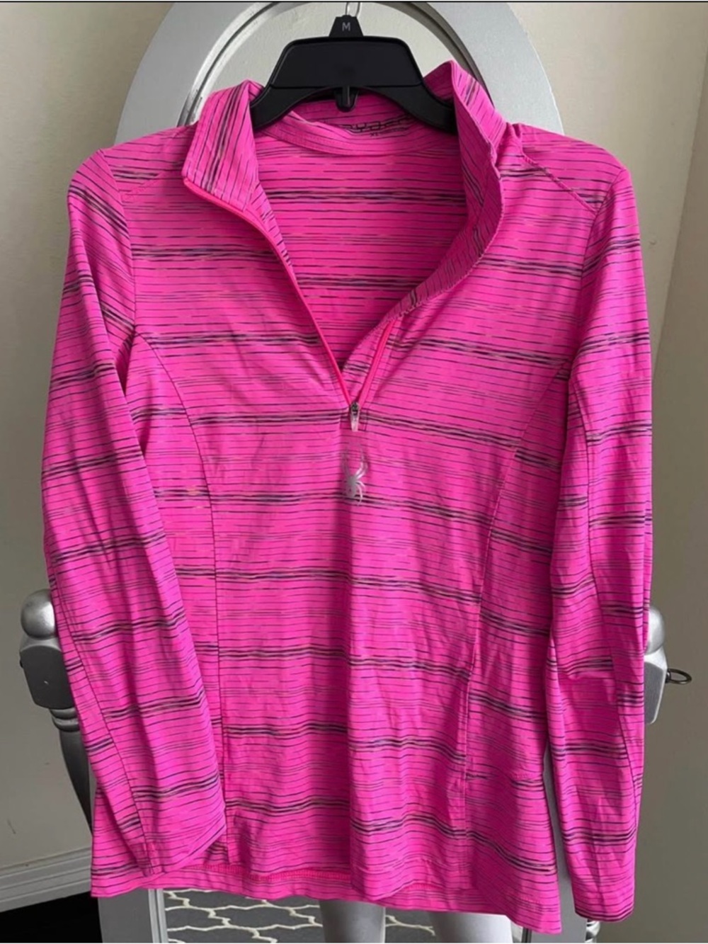 Spyder Pink Striped Half-Zip Athletic Pullover